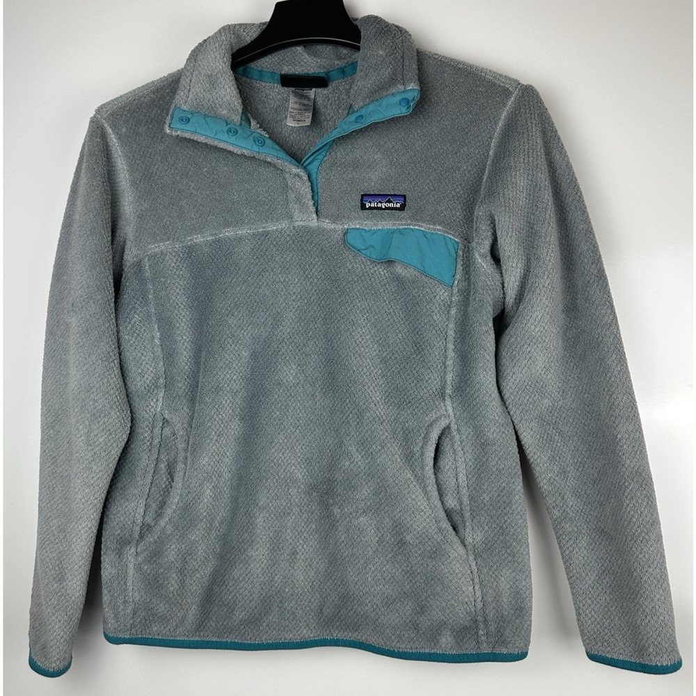 Patagonia Women's Re-Tool Snap-T Fleece Pullover Gray Teal Blue Women's Large - Picture 5 of 6
